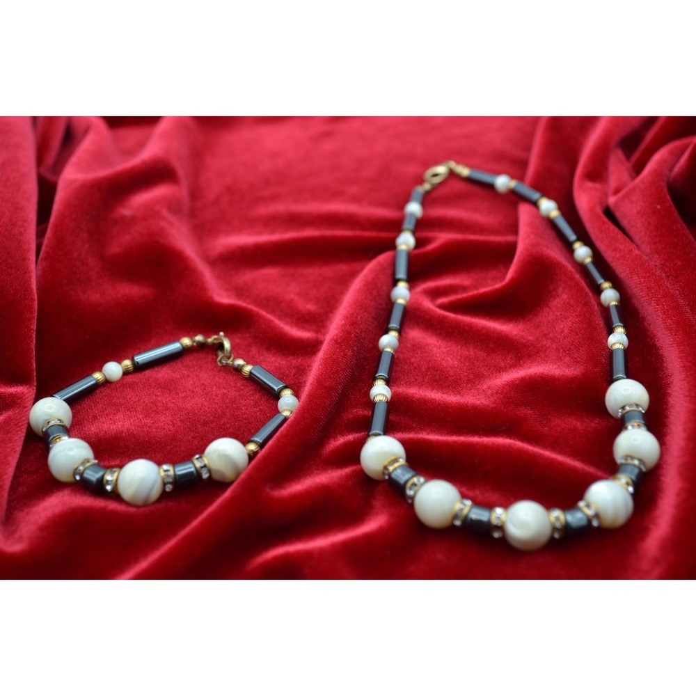 Vintage Trifari Style costume jewelry necklace and bracelet set